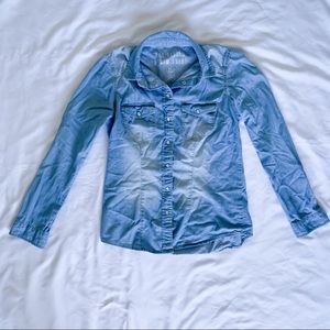 Cotton On XS Denim Fitted Shirt Snap Buttons